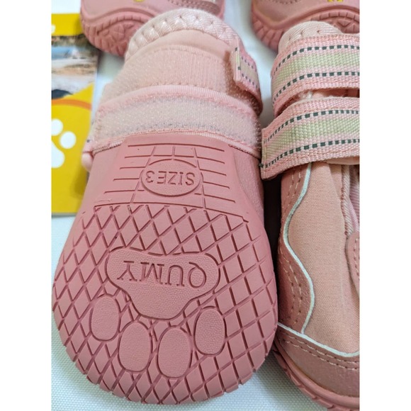 4 dog boots Pink size 3 for small to medium dog puppy outdoor shoes new Qumi - Picture 3 of 4